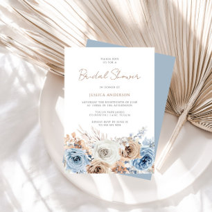 Invitation Boho Blue Dusty Bleu Bohème Fête des mariées Flora