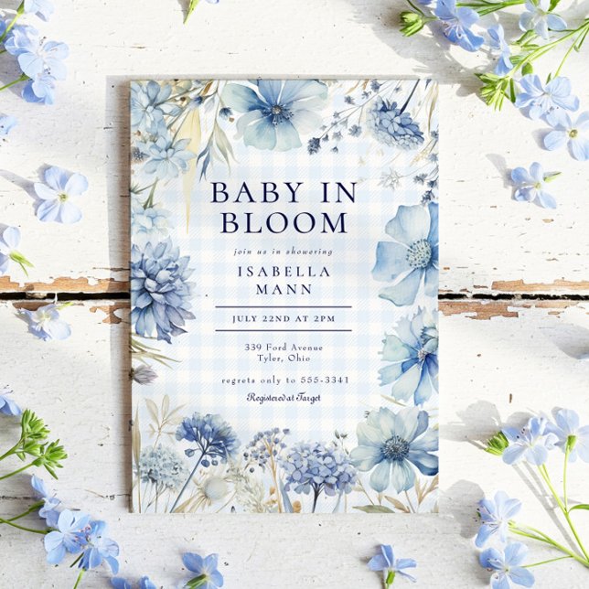 Invitation Boho Blue Fleur sauvage Baby in Bloom Boy Baby sho (Créateur téléchargé)