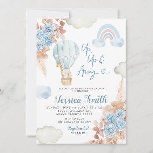 Invitation Boho Blue Floral Hot Air Baby shower