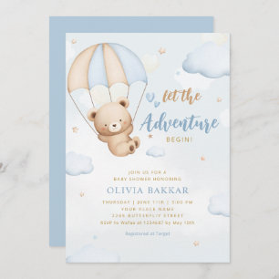 Invitation Boho Blue Laissez l'aventure commencer garçon baby