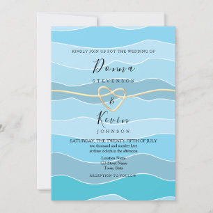 Invitation Boho Blue Ocean Waves Beach Wedding