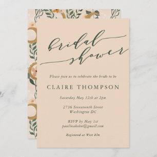 Invitation Boho Blush Botanical Moon Script Fête des mariées