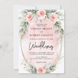 Invitation Boho blush et verdure et faux or oval