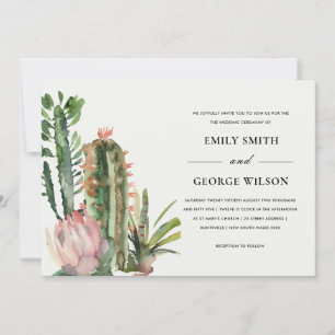 INVITATION BOHO BLUSH FLORAL DESERT CACTI FOLIAGE MARIAGE