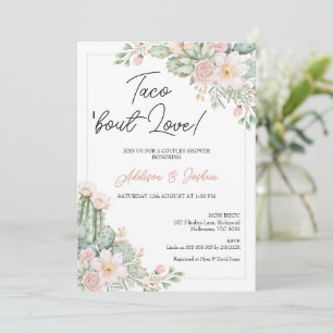 Invitation Boho Blush Floral Taco 'À propos de l'amour Couple