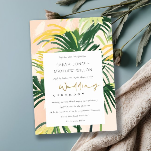 Invitation Boho Blush Green Tropical Palm Wedding shower (Créateur téléchargé)