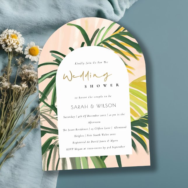 Invitation Boho Blush Green Tropical Palm Wedding shower (Créateur téléchargé)