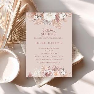 Invitation Boho Blush Pampas Grass et Fleurs séchées