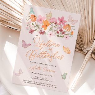 Invitation Boho blush papillons fleur sauvage nuptiale douche