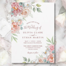 Boho Blush Rose Aquarelle Mariage Floral Invitati