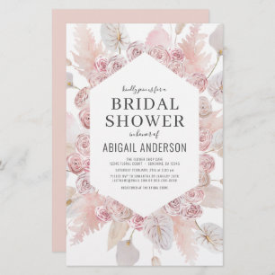 Invitation Boho Blush Rose Bridal Shower Budget