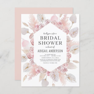 Invitation Boho Blush Rose Bridal Shower Budget