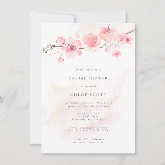 Invitation Boho Blush rose Floral (Devant)