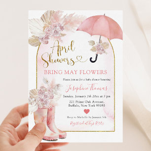 Invitation Boho Blush rose Floral Avril Baby shower de douche