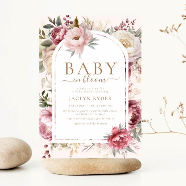 Invitation Boho Blush Rose Floral Baby Dans Le Baby shower En (Créateur téléchargé)