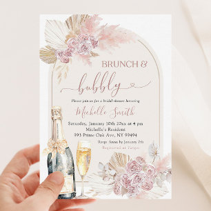 Invitation Boho Blush rose Floral Brunch Fête des mariées Bub