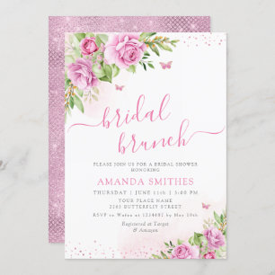 Invitation Boho Blush rose Floral Fête des mariées de brunch