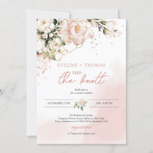 Invitation Boho blush rose floral or noué le noeud engager
