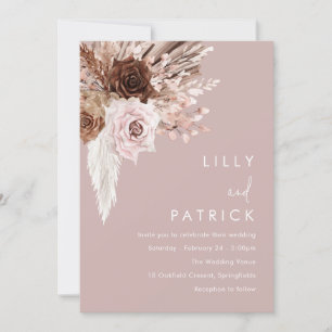 Invitation Boho Blush rose Mariage floral