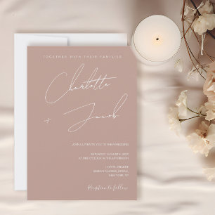 Invitation Boho Blush rose minimaliste Mariage simple