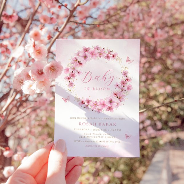 Invitation Boho Blush rose papillon floral Baby shower fille (Créateur téléchargé)