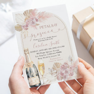 Invitation Boho Blush rose Pétales Floral Poursuite Mariée