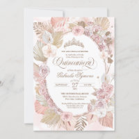 Boho Blush rose & séché Floral Roses Quinceanera