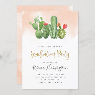 Invitation Boho Blush Watercolor & Cactus Gradus Party