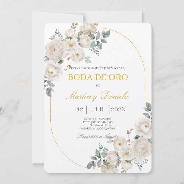 Invitation Boho boda de oro con flanca (Devant)