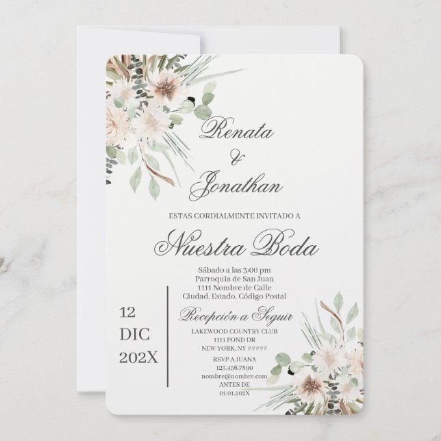 Invitation Boho boda en español (Devant)
