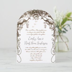 Invitation Boho Bohème Rustique Paon Vintage Oiseaux d'Amour