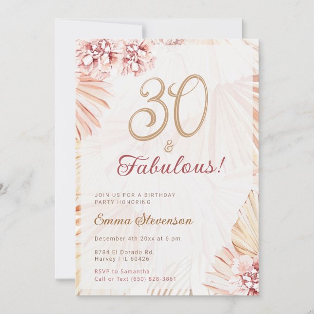 Invitation Boho Bohemian 30 & Fabulous Ladies 30th Birthday I (Devant)