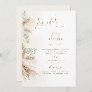 Invitation Boho Bohemian Pampas Grass Fête des mariées beige