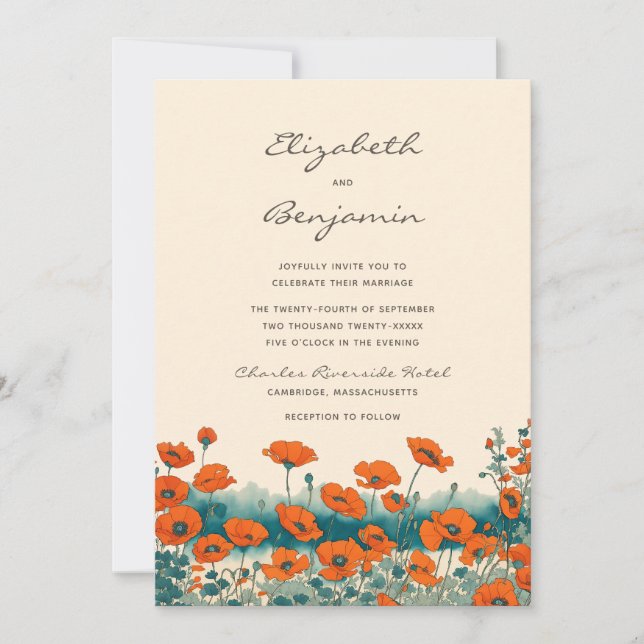Invitation Boho Bohemian Rustic Fleur sauvage Mariage (Devant)