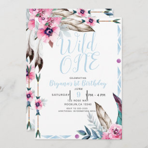 Invitation Boho Bohemian Tribal Floral Aquarelle WILL ONE