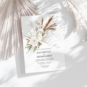 Invitation Boho Bohémien Fleurs Séchées Photo & Code QR Maria