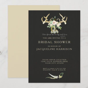 Invitation Boho Bohémien Ramure de Cerf Floral Fête de Mariag