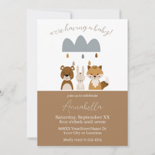 Invitation Boho Boho Boho Cute Woodland Bébé Animaux