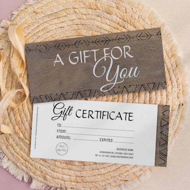Invitation Boho bois rustique look certificat cadeau (Créateur téléchargé)