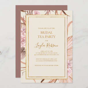 Invitation Boho Botanical   Dusty Rose Bridal Tea Party