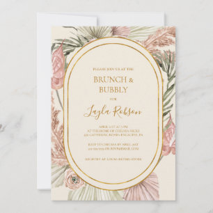Invitation Boho Botanical Dusty Rose Brunch et Bubbly Douche
