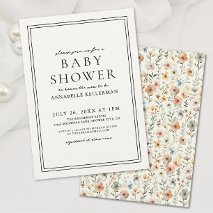 Invitation Boho Botanical Elegant Baby shower Fleur sauvage