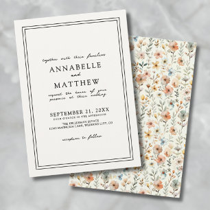 Invitation Boho Botanical Elegant Fleur sauvage Mariage