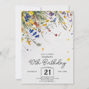 Invitation Boho Botanical Fleurs sauvages 40e anniversaire