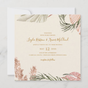 Invitation Boho Botanical   Mariage Carré simple vert olive