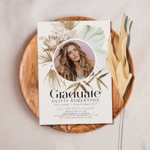 Invitation Boho Botanical Reviera Terme Photo Graduation