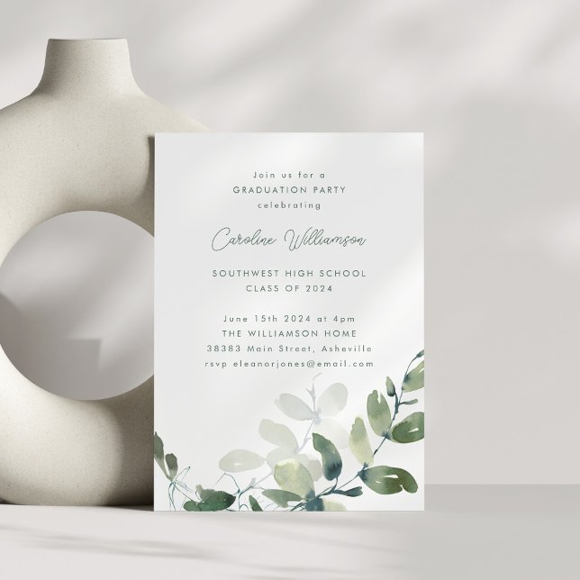 Invitation Boho Botanique Eucalyptus Fête de Remise de Diplôm (Créateur téléchargé)