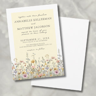 Invitation Boho Botanique Fleur sauvage Jaune Floral Mariage