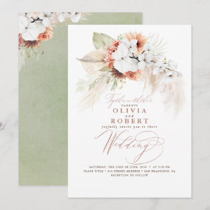 Invitation Boho Botanique Floral Terracotta Sage Mariage