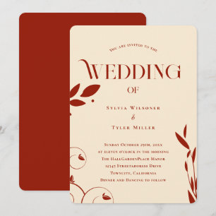Invitation Boho Botanique Mariage beige